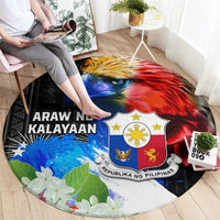 Philippines Independence Day Round Carpet Philippines Eagle and Sampaguita Jasmine Yakan Tribal