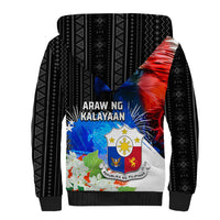 Philippines Independence Day Sherpa Hoodie Philippines Eagle and Sampaguita Jasmine Yakan Tribal LT03 - Polynesian Pride