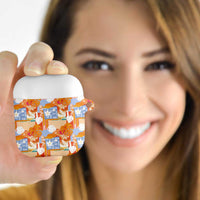 Hawaiian and Japanese Culture Together AirPods Case Palaka Japanese Art and Tropical Motif Tribal Patchwork