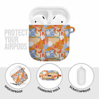 Hawaiian and Japanese Culture Together AirPods Case Palaka Japanese Art and Tropical Motif Tribal Patchwork