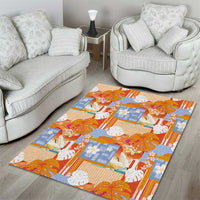 Hawaiian and Japanese Culture Together Area Rug Palaka Japanese Art and Tropical Motif Tribal Patchwork