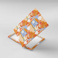Hawaiian and Japanese Culture Together Canvas Wall Art Palaka Japanese Art and Tropical Motif Tribal Patchwork