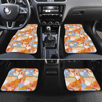 Hawaiian and Japanese Culture Together Car Mats Palaka Japanese Art and Tropical Motif Tribal Patchwork
