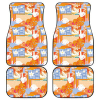 Hawaiian and Japanese Culture Together Car Mats Palaka Japanese Art and Tropical Motif Tribal Patchwork