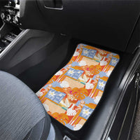 Hawaiian and Japanese Culture Together Car Mats Palaka Japanese Art and Tropical Motif Tribal Patchwork