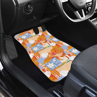 Hawaiian and Japanese Culture Together Car Mats Palaka Japanese Art and Tropical Motif Tribal Patchwork
