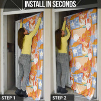 Hawaiian and Japanese Culture Together Door Cover Palaka Japanese Art and Tropical Motif Tribal Patchwork