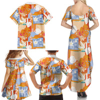 Hawaiian and Japanese Culture Together Family Matching Summer Maxi Dress and Hawaiian Shirt Palaka Japanese Art and Tropical Motif Tribal Patchwork
