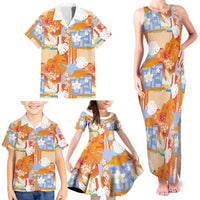 Hawaiian and Japanese Culture Together Family Matching Tank Maxi Dress and Hawaiian Shirt Palaka Japanese Art and Tropical Motif Tribal Patchwork