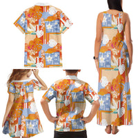 Hawaiian and Japanese Culture Together Family Matching Tank Maxi Dress and Hawaiian Shirt Palaka Japanese Art and Tropical Motif Tribal Patchwork