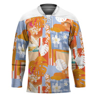 Hawaiian and Japanese Culture Together Hockey Jersey Palaka Japanese Art and Tropical Motif Tribal Patchwork