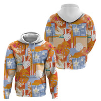 Hawaiian and Japanese Culture Together Hoodie Palaka Japanese Art and Tropical Motif Tribal Patchwork