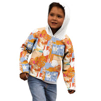 Hawaiian and Japanese Culture Together Kid Hoodie Palaka Japanese Art and Tropical Motif Tribal Patchwork