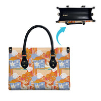 Hawaiian and Japanese Culture Together Leather Bag Palaka Japanese Art and Tropical Motif Tribal Patchwork