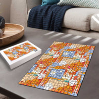 Hawaiian and Japanese Culture Together Puzzle Palaka Japanese Art and Tropical Motif Tribal Patchwork