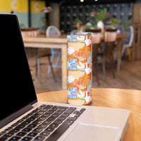 Hawaiian and Japanese Culture Together Skinny Tumbler Palaka Japanese Art and Tropical Motif Tribal Patchwork