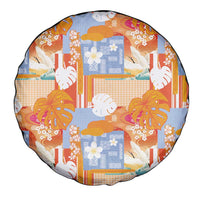 Hawaiian and Japanese Culture Together Spare Tire Cover Palaka Japanese Art and Tropical Motif Tribal Patchwork