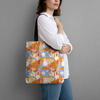 Hawaiian and Japanese Culture Together Tote Bag Palaka Japanese Art and Tropical Motif Tribal Patchwork
