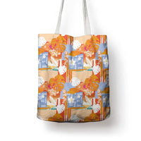 Hawaiian and Japanese Culture Together Tote Bag Palaka Japanese Art and Tropical Motif Tribal Patchwork
