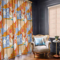 Hawaiian and Japanese Culture Together Window Curtain Palaka Japanese Art and Tropical Motif Tribal Patchwork