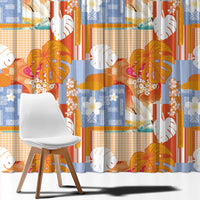 Hawaiian and Japanese Culture Together Window Curtain Palaka Japanese Art and Tropical Motif Tribal Patchwork