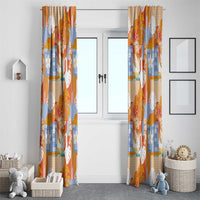 Hawaiian and Japanese Culture Together Window Curtain Palaka Japanese Art and Tropical Motif Tribal Patchwork