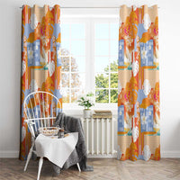 Hawaiian and Japanese Culture Together Window Curtain Palaka Japanese Art and Tropical Motif Tribal Patchwork