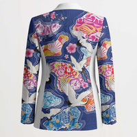 Hawaiian and Japanese Culture Together Blazer Hawaiian Archipelago Shape Sea Animals LT03 - Polynesian Pride