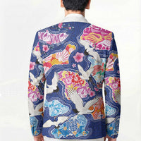 Hawaiian and Japanese Culture Together Blazer Hawaiian Archipelago Shape Sea Animals LT03 - Polynesian Pride
