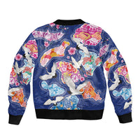 Hawaiian and Japanese Culture Together Bomber Jacket Hawaiian Archipelago Shape Sea Animals LT03 - Polynesian Pride