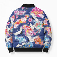 Hawaiian and Japanese Culture Together Bomber Puffer Jacket Hawaiian Archipelago Shape Sea Animals LT03 - Polynesian Pride