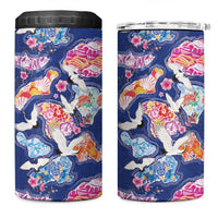 Hawaiian and Japanese Culture Together 4 in 1 Can Cooler Tumbler Hawaiian Archipelago Shape Sea Animals