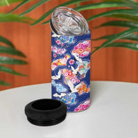 Hawaiian and Japanese Culture Together 4 in 1 Can Cooler Tumbler Hawaiian Archipelago Shape Sea Animals