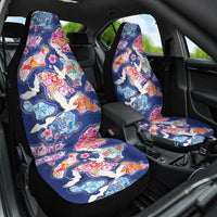 Hawaiian and Japanese Culture Together Car Seat Cover Hawaiian Archipelago Shape Sea Animals