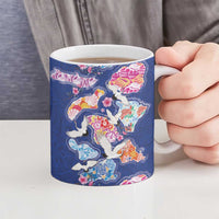 Hawaiian and Japanese Culture Together Ceramic Mug Hawaiian Archipelago Shape Sea Animals