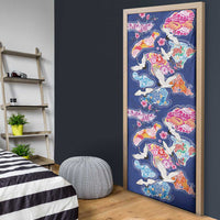 Hawaiian and Japanese Culture Together Door Cover Hawaiian Archipelago Shape Sea Animals
