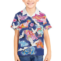Hawaiian and Japanese Culture Together Family Matching Tank Maxi Dress and Hawaiian Shirt Hawaiian Archipelago Shape Sea Animals