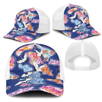 Hawaiian and Japanese Culture Together Mesh Trucker Cap Hawaiian Archipelago Shape Sea Animals LT03 - Polynesian Pride