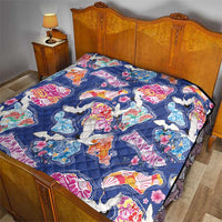 Hawaiian and Japanese Culture Together Quilt Hawaiian Archipelago Shape Sea Animals