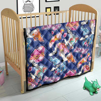 Hawaiian and Japanese Culture Together Quilt Hawaiian Archipelago Shape Sea Animals