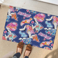 Hawaiian and Japanese Culture Together Rubber Doormat Hawaiian Archipelago Shape Sea Animals