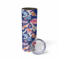 Hawaiian and Japanese Culture Together Skinny Tumbler Hawaiian Archipelago Shape Sea Animals