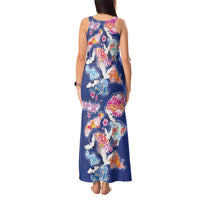 Hawaiian and Japanese Culture Together Tank Maxi Dress Hawaiian Archipelago Shape Sea Animals