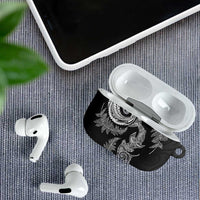 New Zealand Sea Animals with Maori Tribal Tattoo AirPods Case Shark Manta Ray with Silver Fern Black