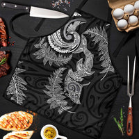 New Zealand Sea Animals with Maori Tribal Tattoo Apron Shark Manta Ray with Silver Fern Black