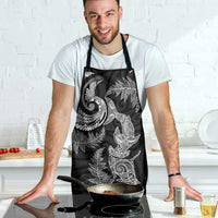 New Zealand Sea Animals with Maori Tribal Tattoo Apron Shark Manta Ray with Silver Fern Black