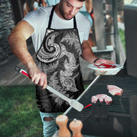 New Zealand Sea Animals with Maori Tribal Tattoo Apron Shark Manta Ray with Silver Fern Black