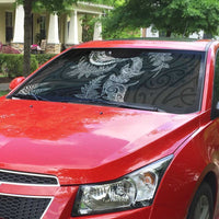 New Zealand Sea Animals with Maori Tribal Tattoo Auto Sun Shade Shark Manta Ray with Silver Fern Black