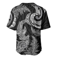 New Zealand Sea Animals with Maori Tribal Tattoo Baseball Jersey Shark Manta Ray with Silver Fern Black