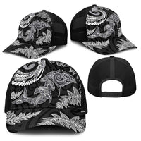 New Zealand Sea Animals with Maori Tribal Tattoo Baseball Net Cap Shark Manta Ray with Silver Fern Black